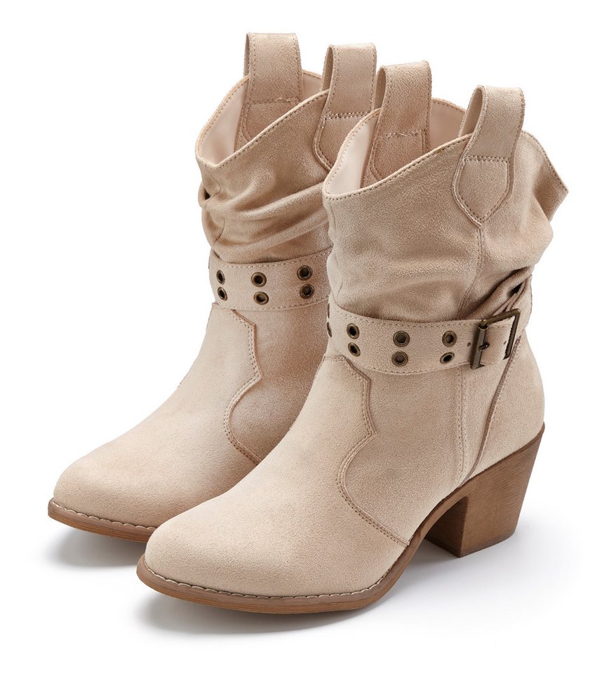 LASCANA Herbststiefelette, Cowboy Stiefelette Cowboy Boots, Western Stiefelette, Ankleboots VEGAN