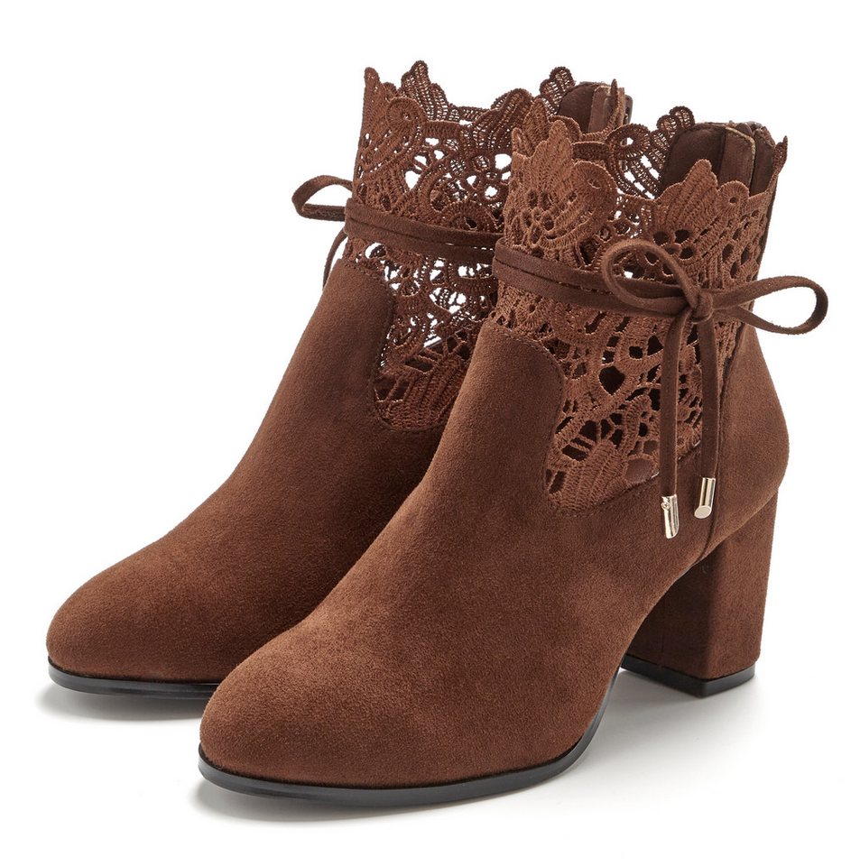 LASCANA Herbststiefelette, Ankle Boot, Stiefel, High-Heel-Stiefelette mit modischer Spitze und bequemen Blockabsatz