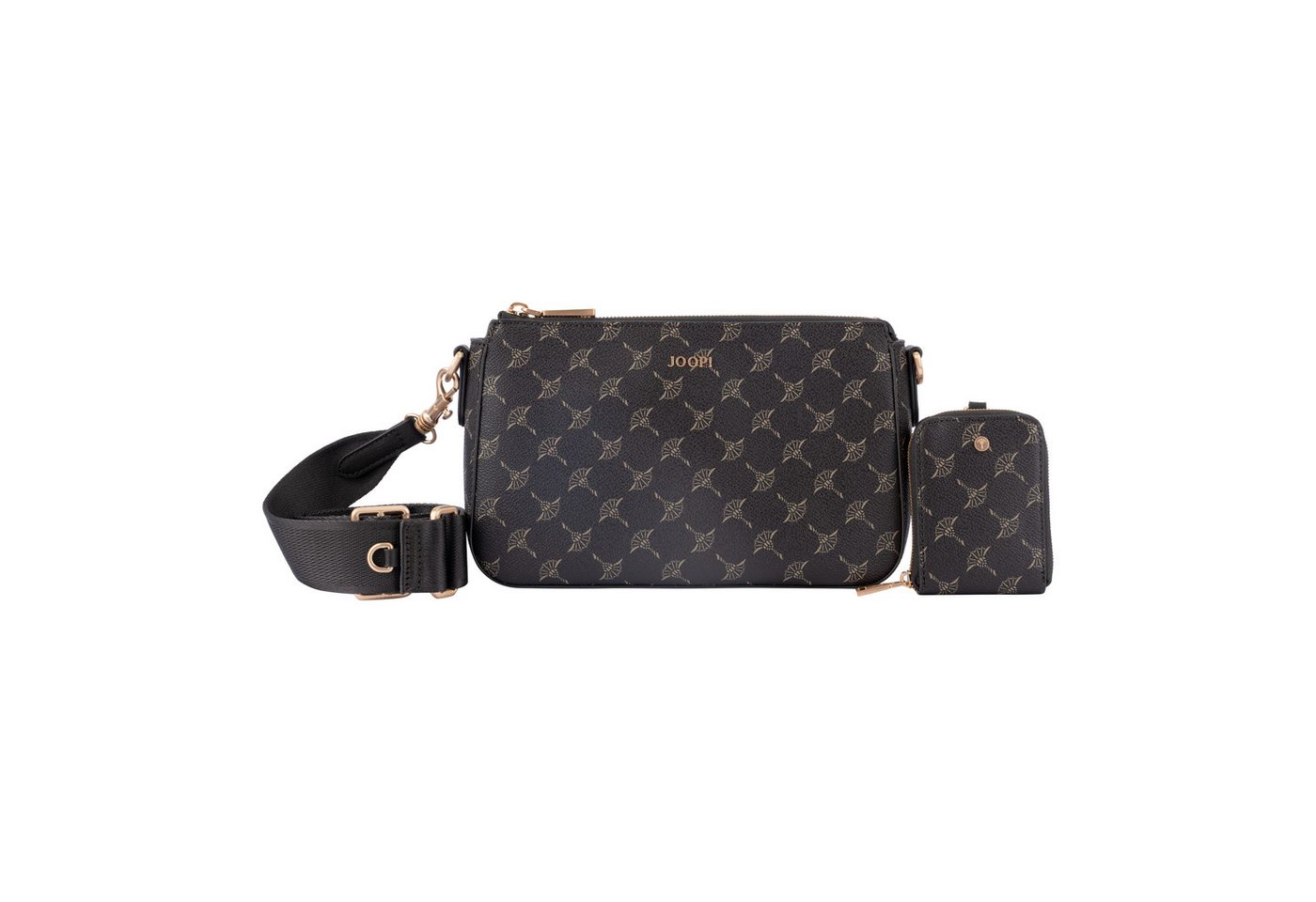 JOOP! Umhängetasche cortina 1.0 jasmina shoulderbag shz (Set, Abnehmbares RV-Täschen), Damen Schultertasche, Handtasche mit hübschem Aufdruck