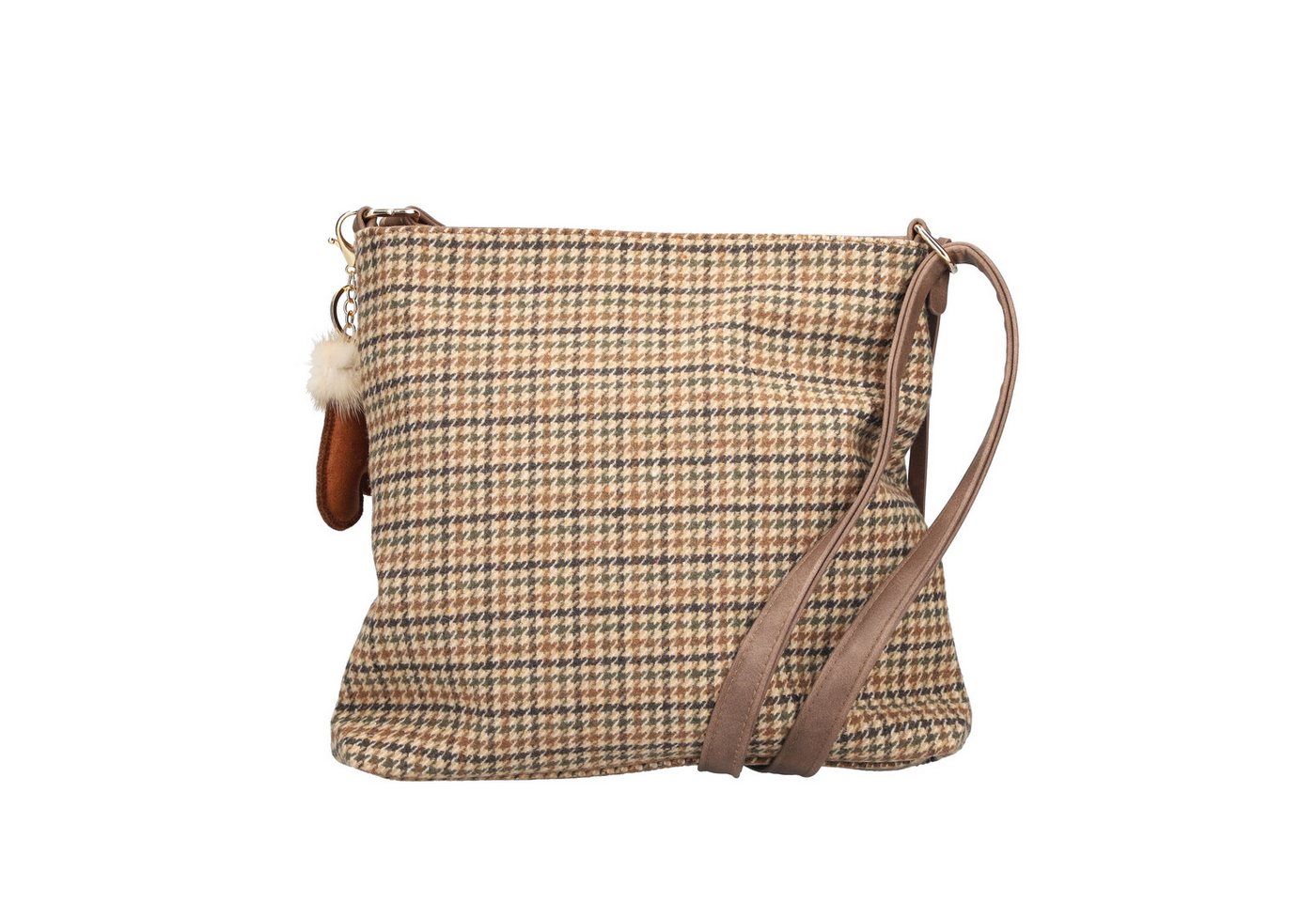Rieker Umhängetasche Gurgaon, Damen Handtasche, Schultertasche, Henkeltasche in kariertem Look
