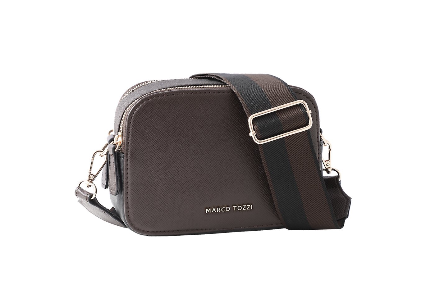 MARCO TOZZI Umhängetasche, Damen Umhängetasche, Clutch mit goldfarbenem Logo