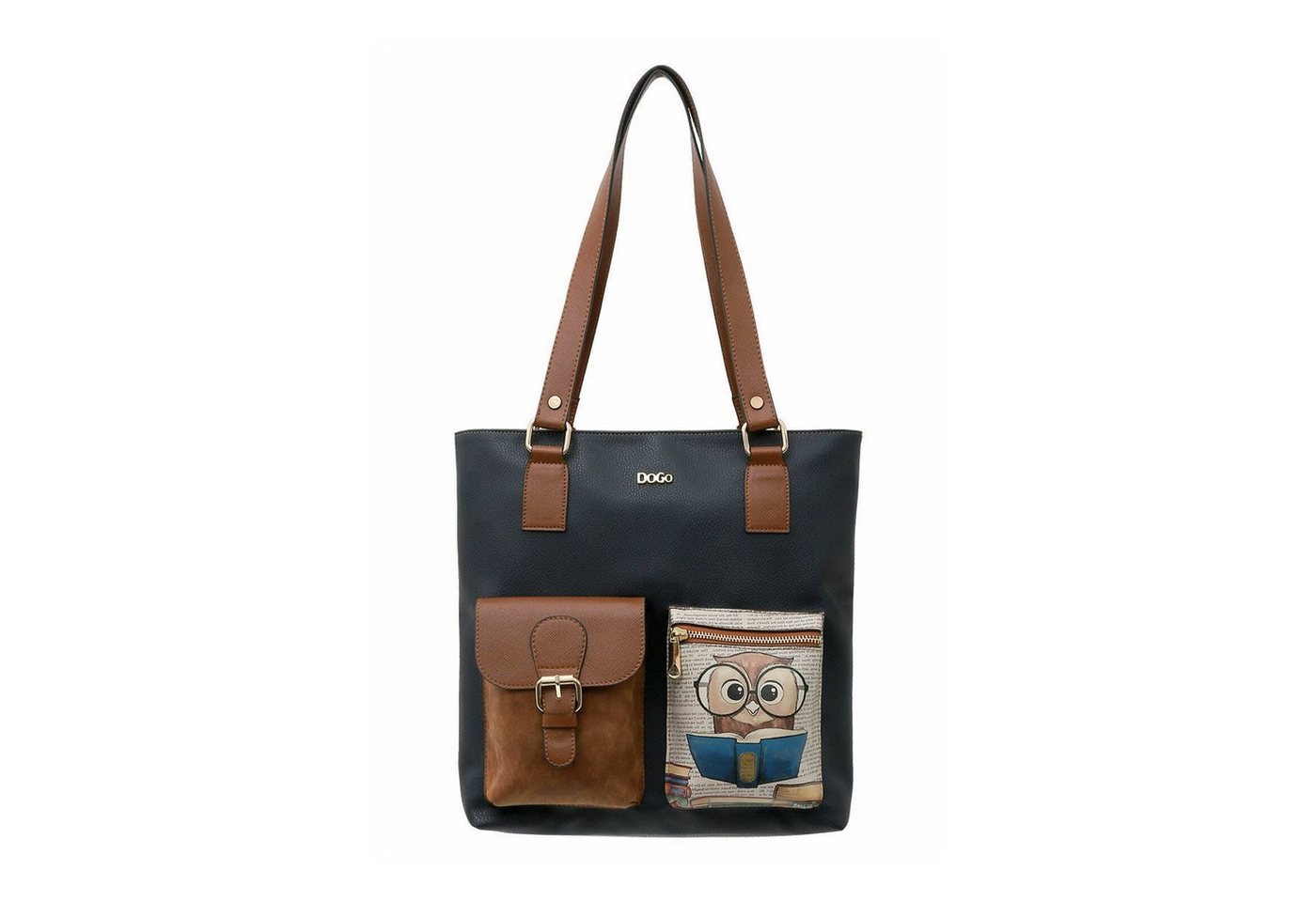 DOGO Umhängetasche Multi Pocket Bag Shopper-Tasche The Wise Owl Damen, Handgefertigt