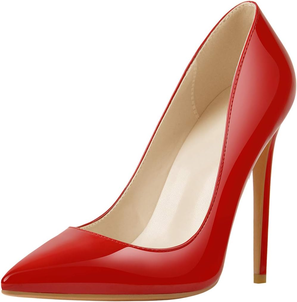 Only maker High Heels Stilettos Damen Klassische Pumps Elegant Lack Rot, 44 EU