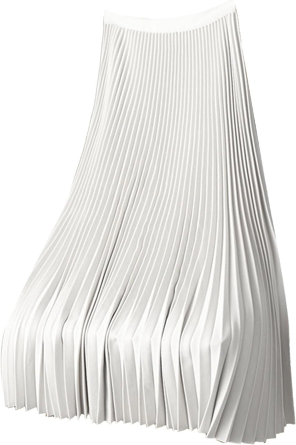 Plisseerock Damen, Faltenrock A-Linie, Satin Rock Plissee – Weiß, XXL