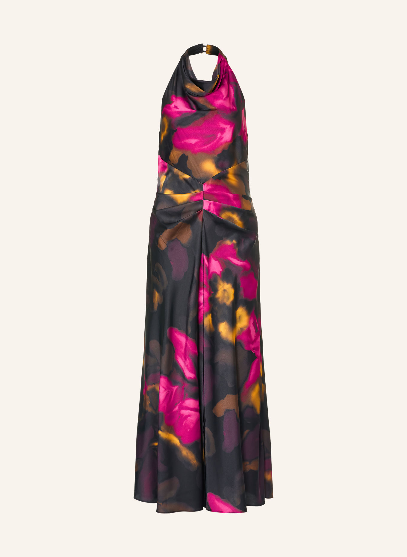 Joseph Ribkoff Satinkleid mit Neckholder-Ausschnitt in fuchsia / dunkelgelb / schwarz