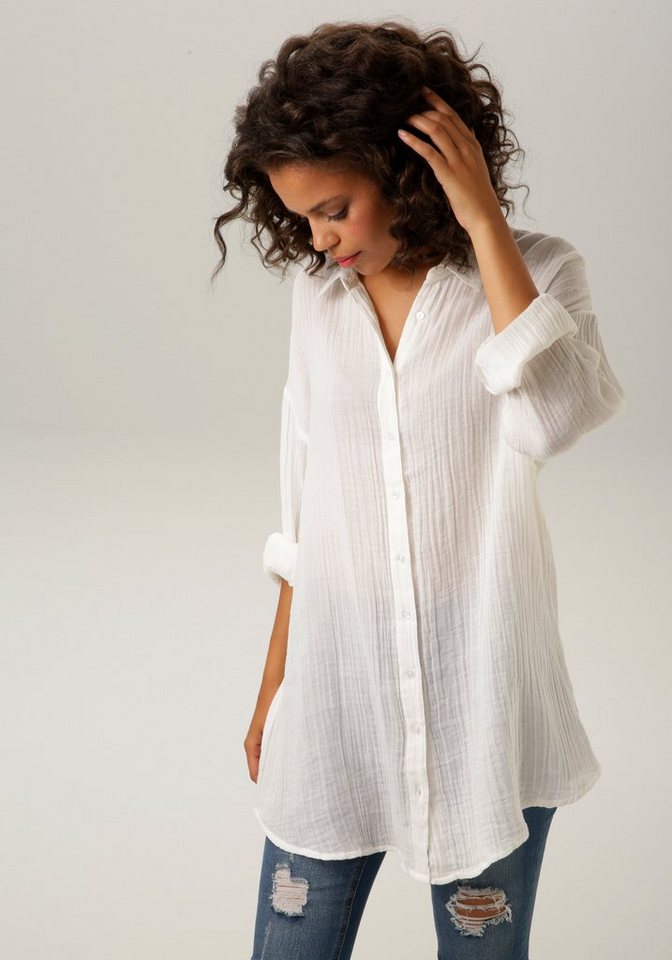 Aniston CASUAL Hemdbluse in trendiger Musselin-Qualität