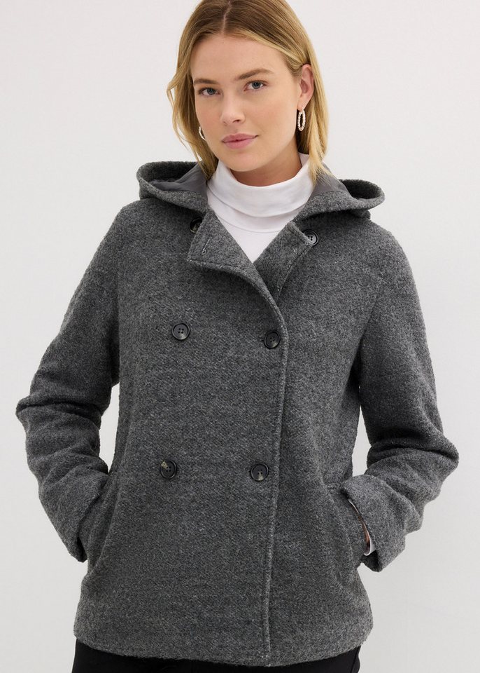 bonprix Cabanjacke moderner Look, aus kuscheligem Bouclé-Material, mit Kapuze