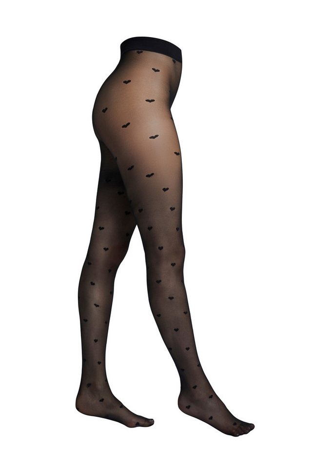 Camano Feinstrumpfhose mit Herz-Muster, 20 DEN, nahtloses Design, elastische Passform