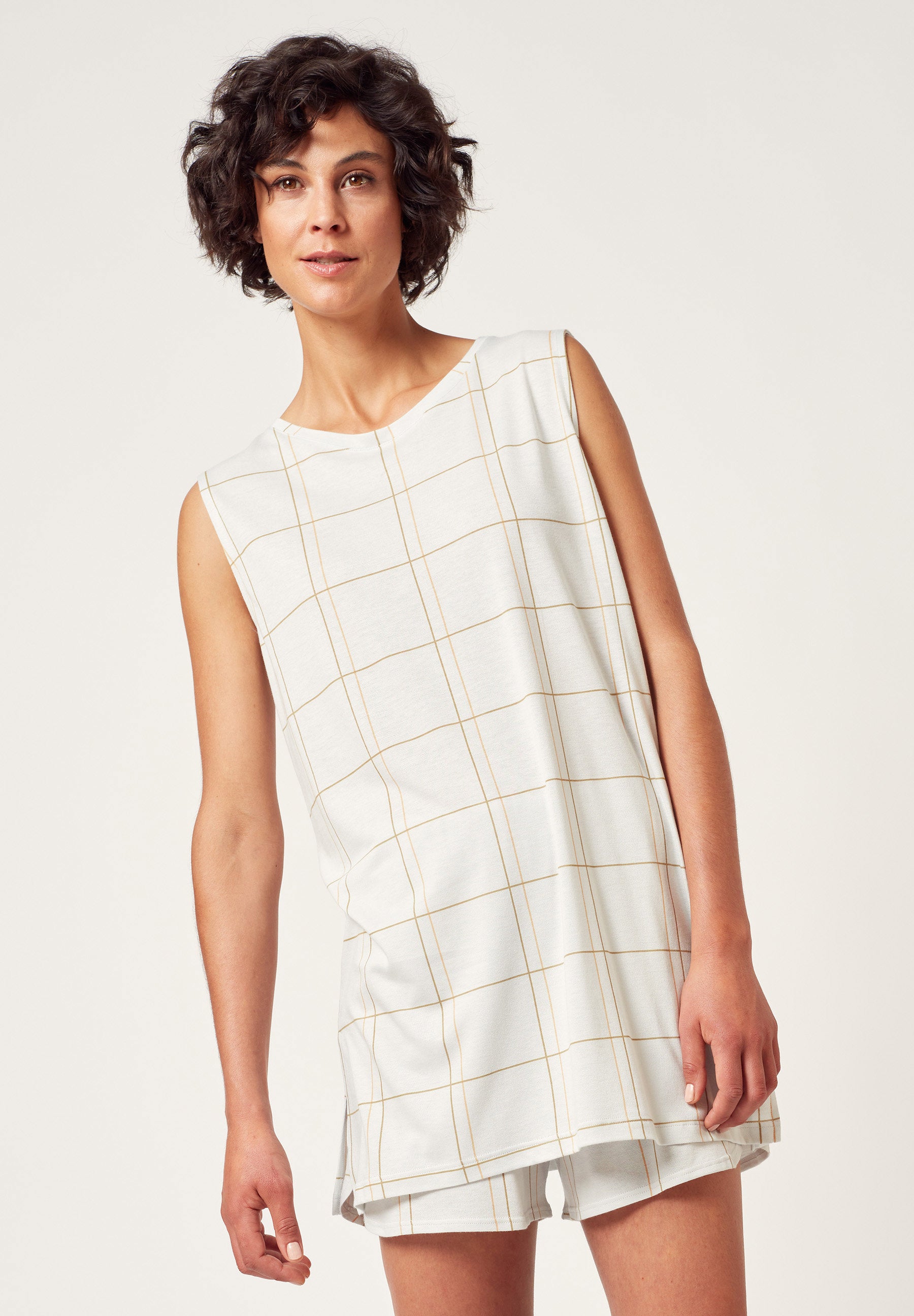 Night Selection 3 Tanktop dawngrey check 010135-01H123