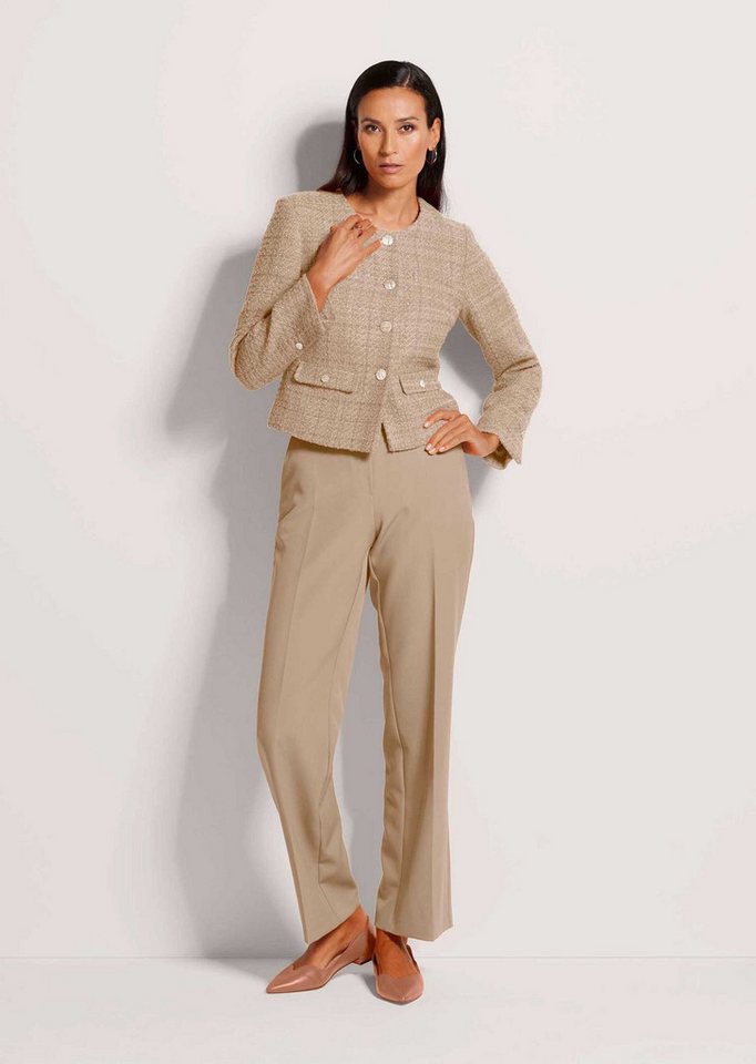 MADELEINE Kurzblazer Eleganter Tweed-Kurzblazer mit Metallknöpfen Businessjacke mit Rundhals, edle Metallknöpfe, im Tweed-Design