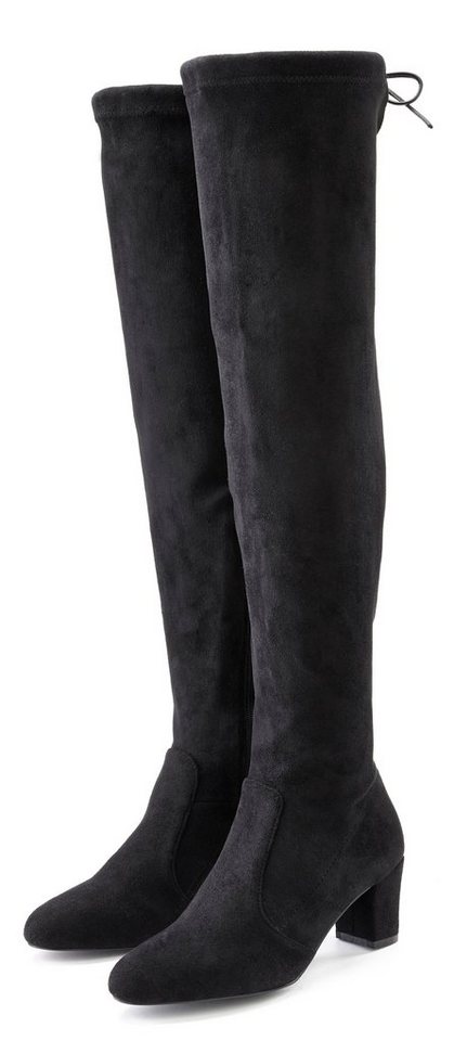 LASCANA Slouchy Boots, Langschaft Stiefel, Schlupf-Boot, Overkneestiefel aus weichem Stretchmaterial