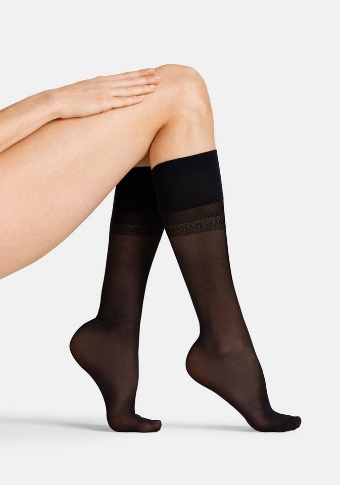 Camano Kniestrümpfe 4er Pack 4er Pack 20 DEN Feinkniestrümpfe in mattem Look, druckfreies Bündchen