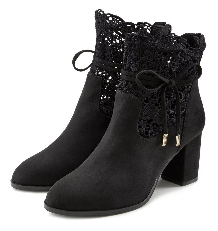 LASCANA Herbststiefelette, Ankle Boot, Stiefel, High-Heel-Stiefelette mit modischer Spitze und bequemen Blockabsatz