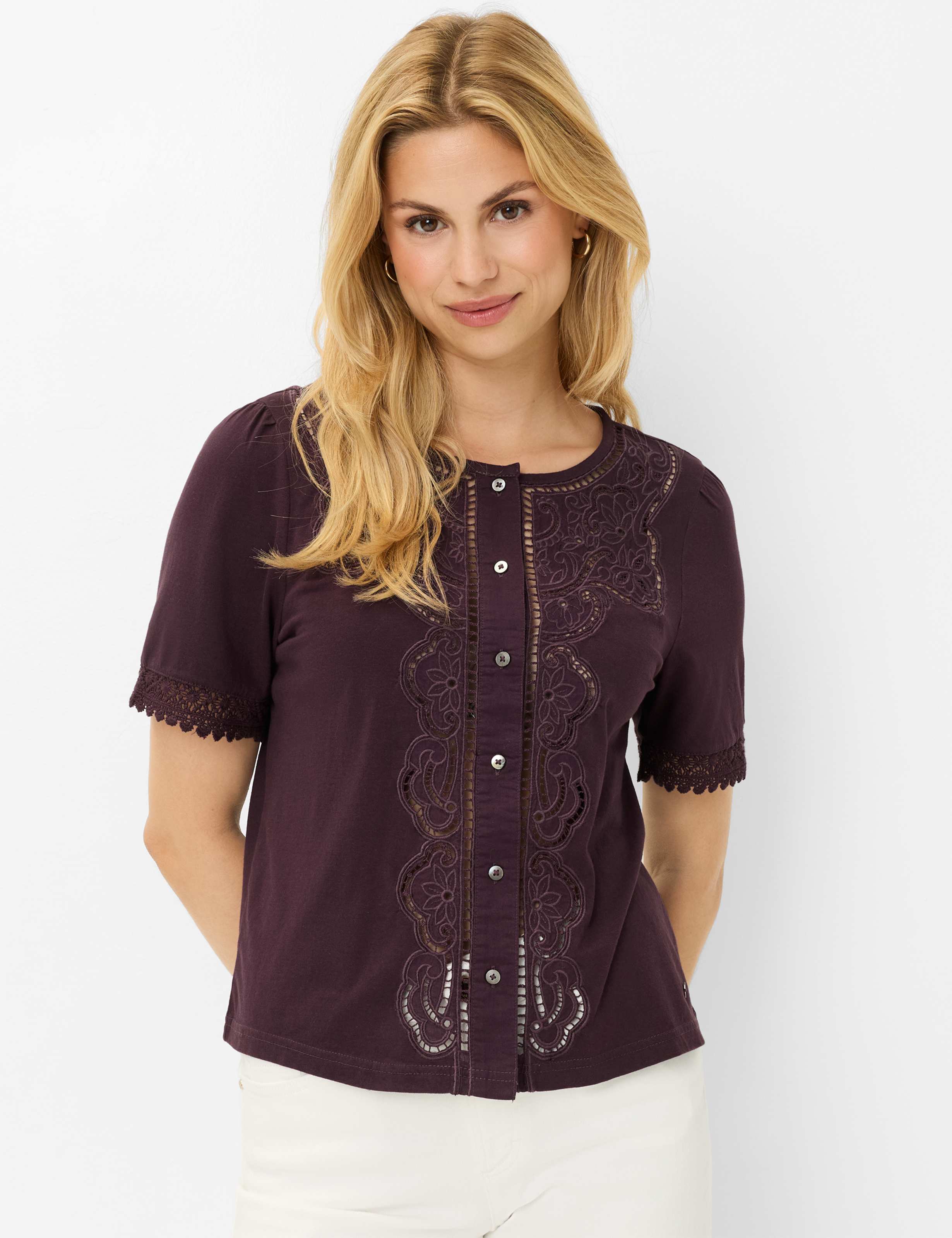 Brax Damen Bluse Style CELINA S blackberry violet, dunkles lila,