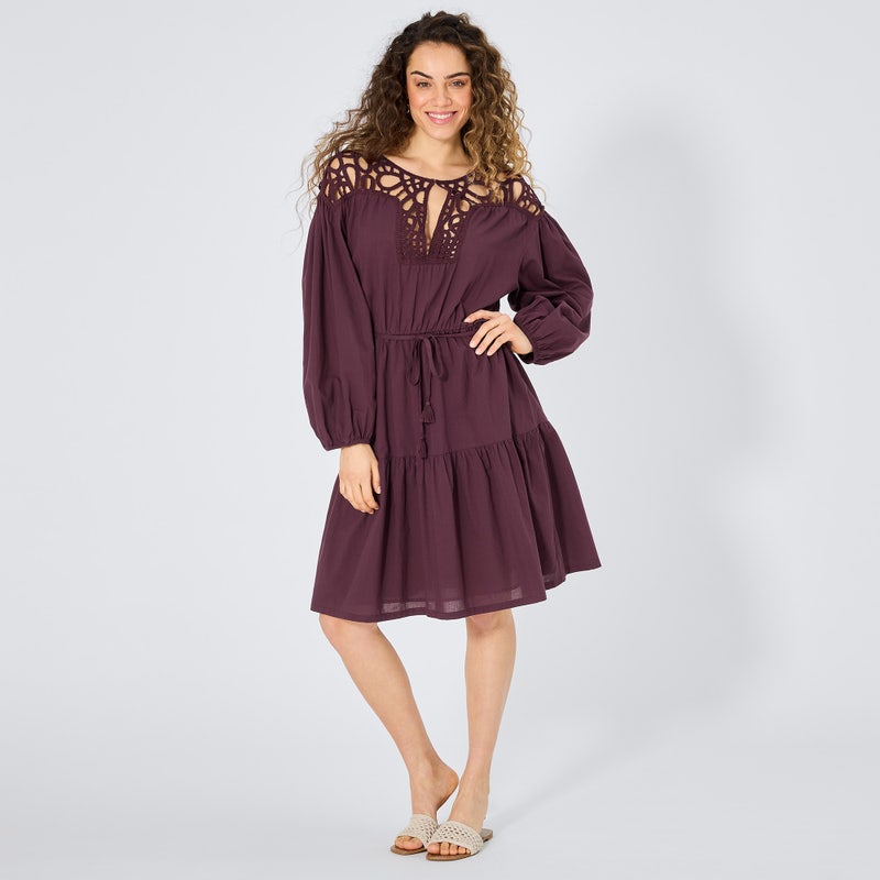 Damen-Kleid mit Spitze am Ausschnitt