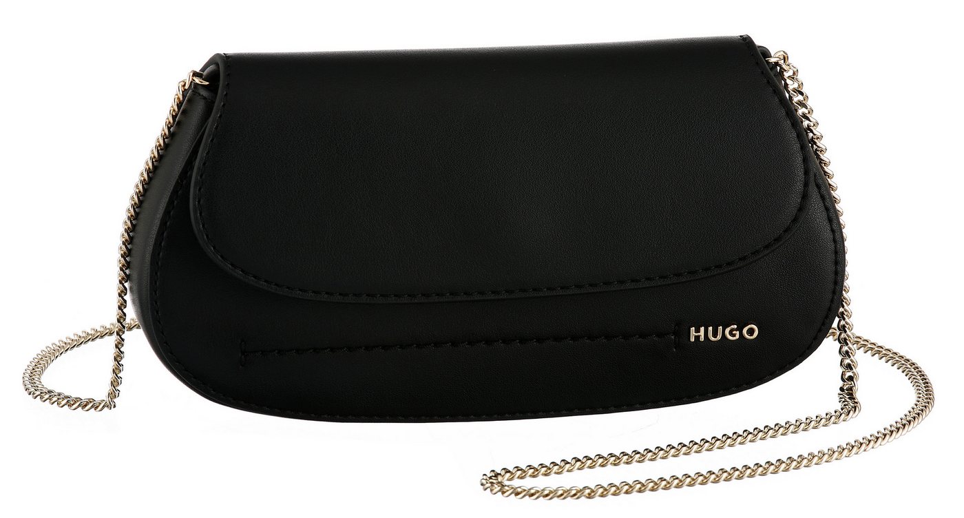 HUGO Abendtasche, feine Clutch, Hand Bag mit goldfarbener Kette als Schulterriemen