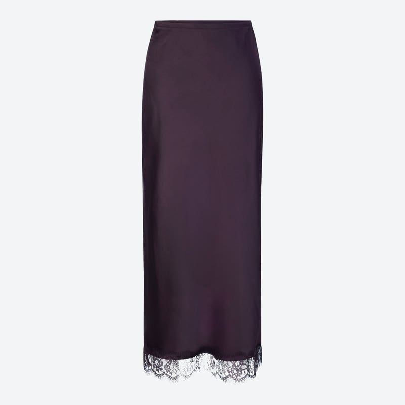 Damen-Satin-Rock mit Spitzenabschluss