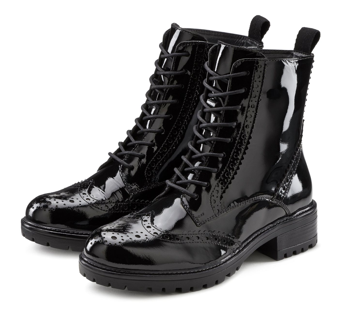 LASCANA Schnürstiefelette, Ankle Boots, Herbststiefelette, Schnürboots aus Leder zum Schnüren & mit Reißverschluss