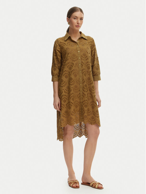 Iconique Sommerkleid Ella IC26-082 Khakifarben Relaxed Fit