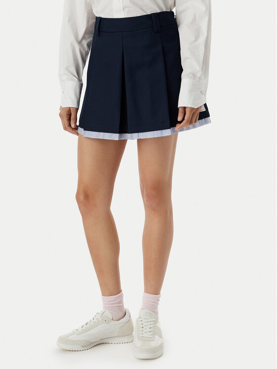Tommy Jeans Trapezförmiger Rock Varsity Pleated DW0DW22758 Dunkelblau Regular Fit
