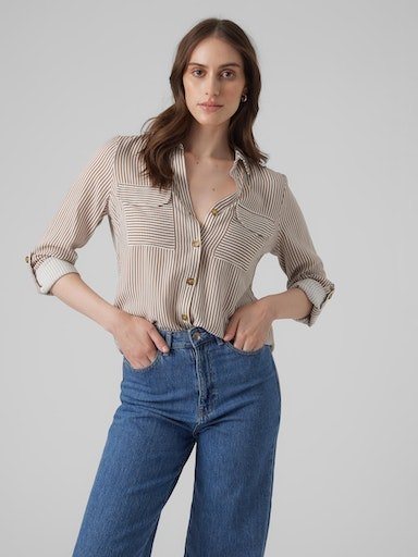 Vero Moda Hemdbluse VMBUMPY L/S SHIRT NEW WVN GA NOOS Viskose, regular fit