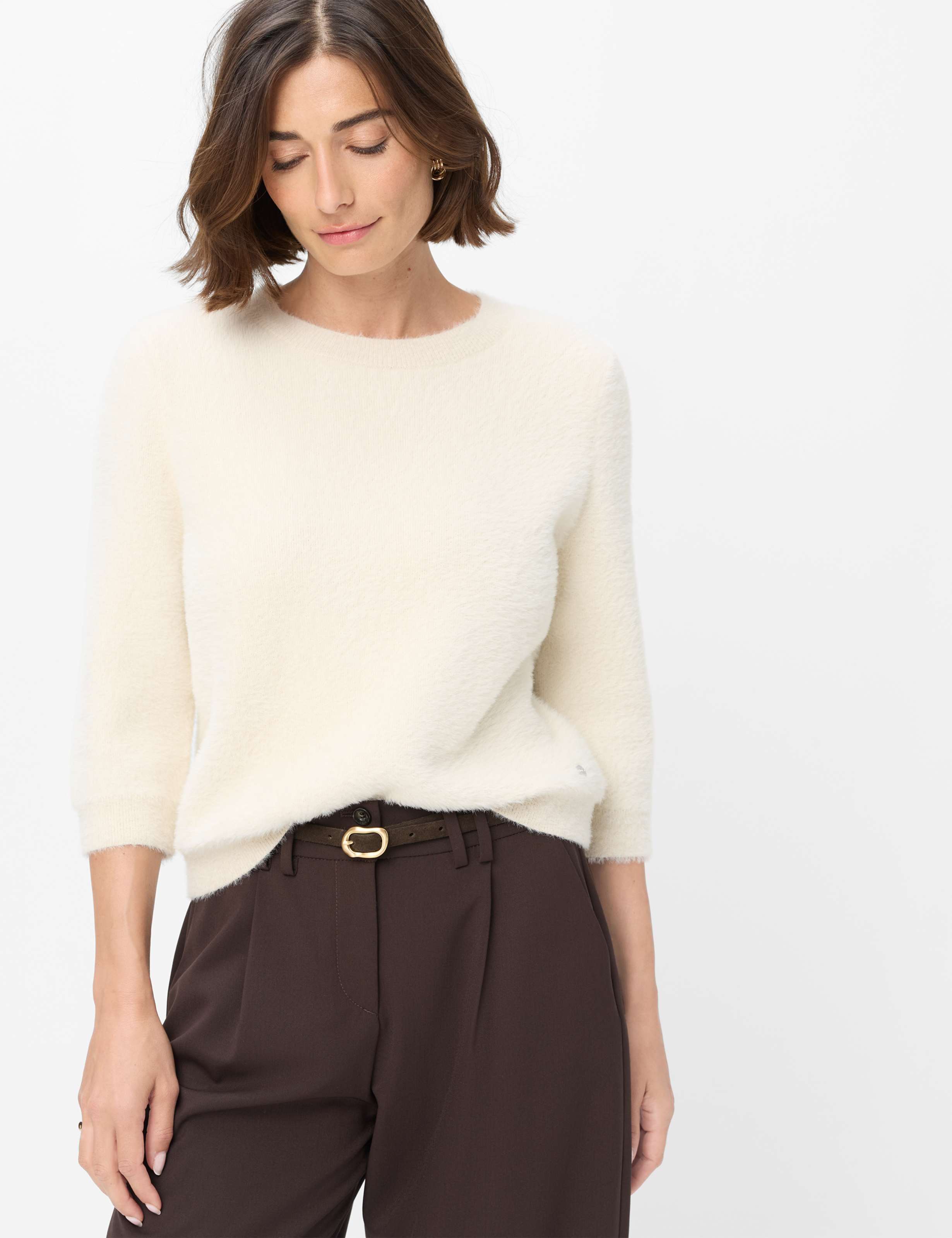 Brax Damen Pullover Style NOEMI dark ecru, Altweiß,