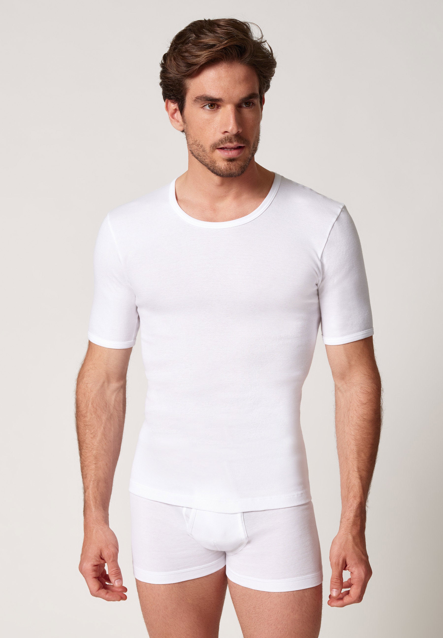 Cotton Fine Rib Shirt kurzarm white 112146-010500