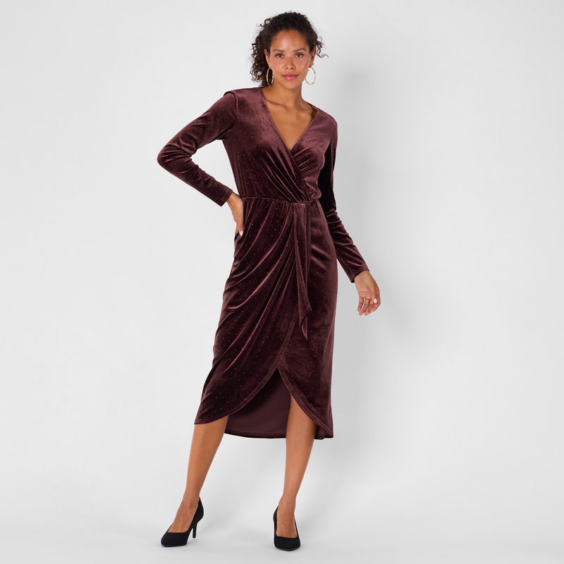 Damen-Samtkleid mit Glitzersteinchen