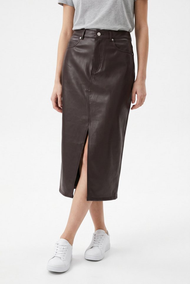 Vero Moda Lederimitatrock VMVERI HR CALF PL SKIRT NOOS Lederimitat, mit Stretch, high waist