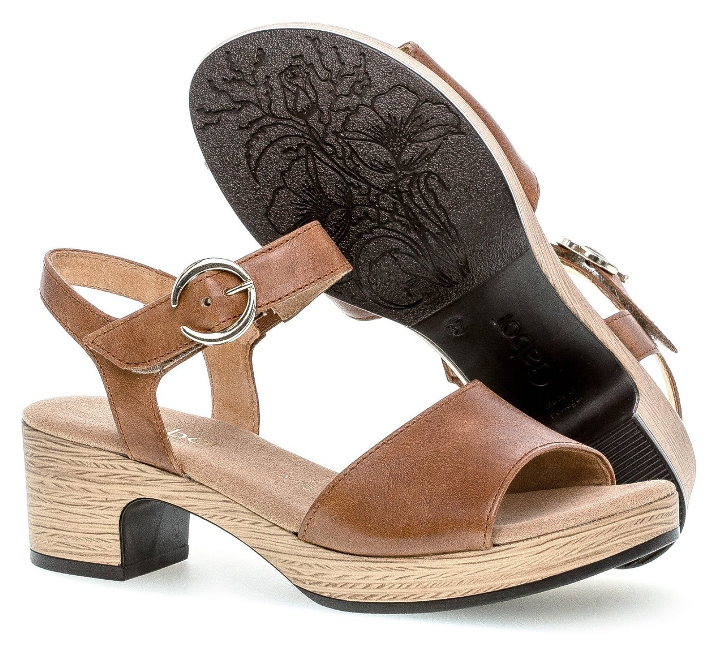 Gabor KRETA Sandalette, Blockabsatz, Sommerschuh, Sandale mit Zierschnalle, Weite G (weit)