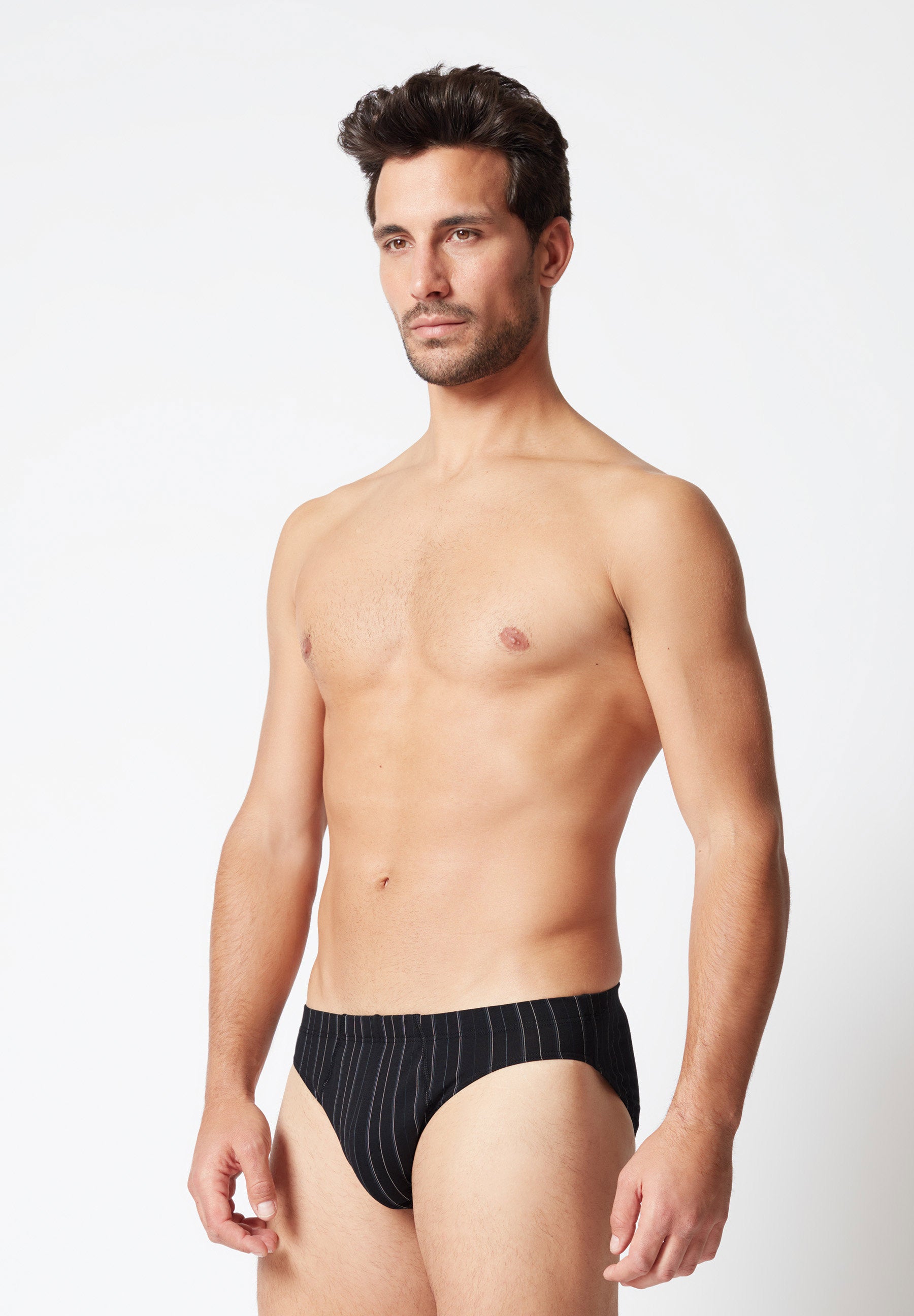 hautnah Cotton 2 Pack Slip Doppelpack black stripes 112532-01H100