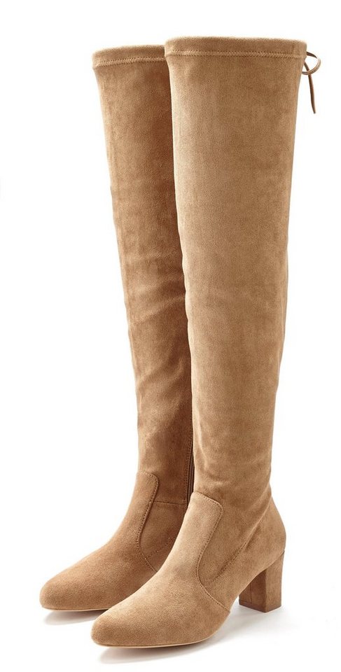 LASCANA Slouchy Boots, Langschaft Stiefel, Schlupf-Boot, Overkneestiefel aus weichem Stretchmaterial