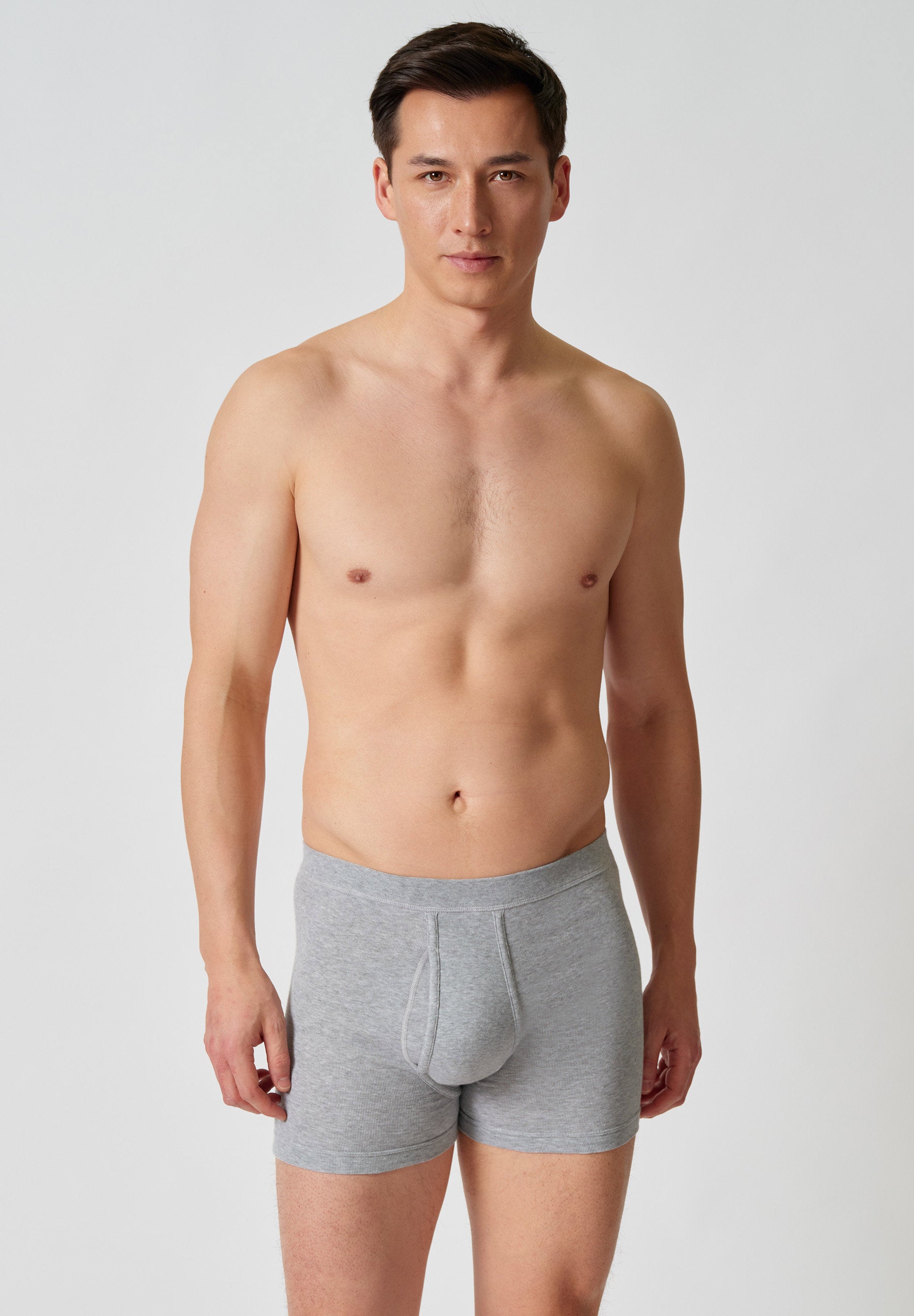 Cotton Fine Rib Pants mit Eingriff grey melange 112251-01H501