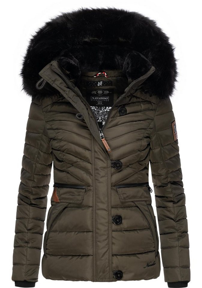 Navahoo Winterjacke Wisteriaa Warm gefütterte Steppjacke mit Kunstfell-Kapuze