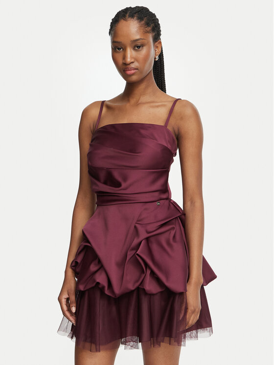 Rinascimento Coctailkleid CFC0130374003 Dunkelrot Slim Fit