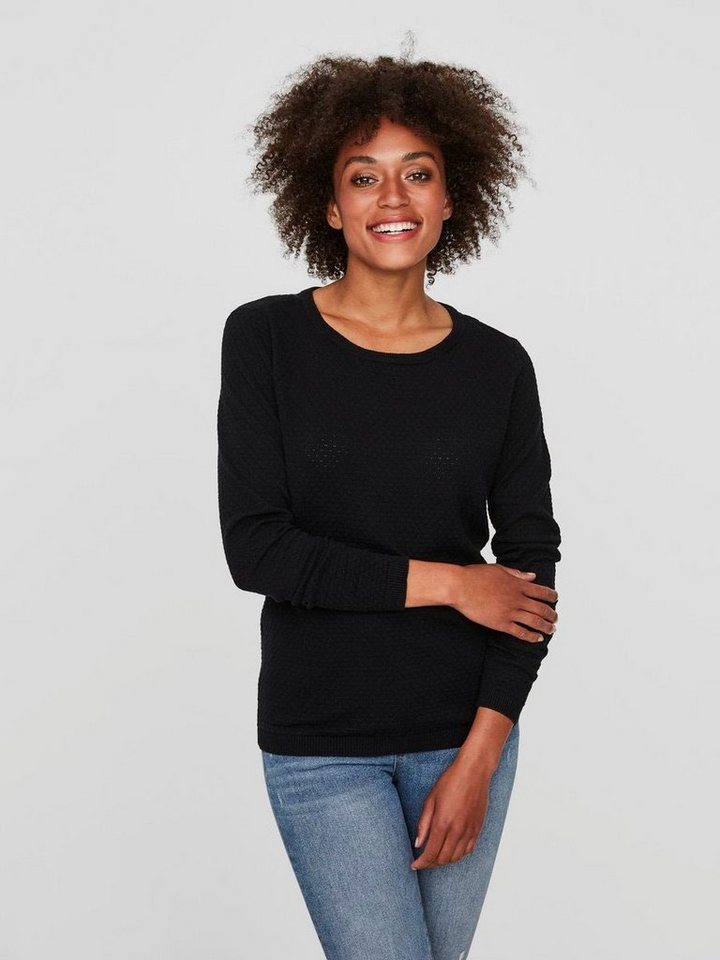 Vero Moda Rundhalspullover VMCARE STRUCTURE LS O-NECK BLOUSE aus Baumwolle