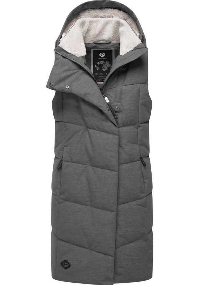 Ragwear Steppweste Pavla Vest stylische Winterweste mit Teddyfutter und Kapuze