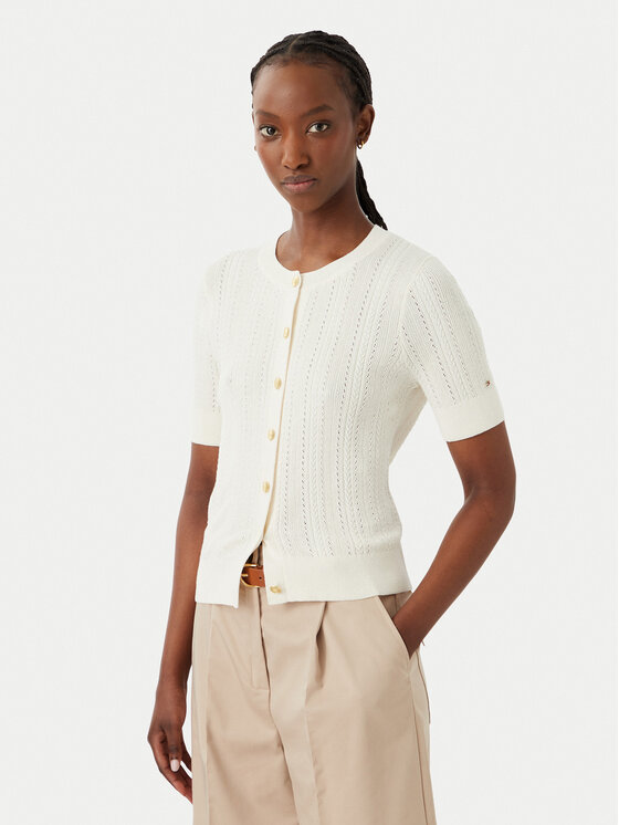 Tommy Hilfiger Bluse Summer WW0WW50070 Creme Slim Fit