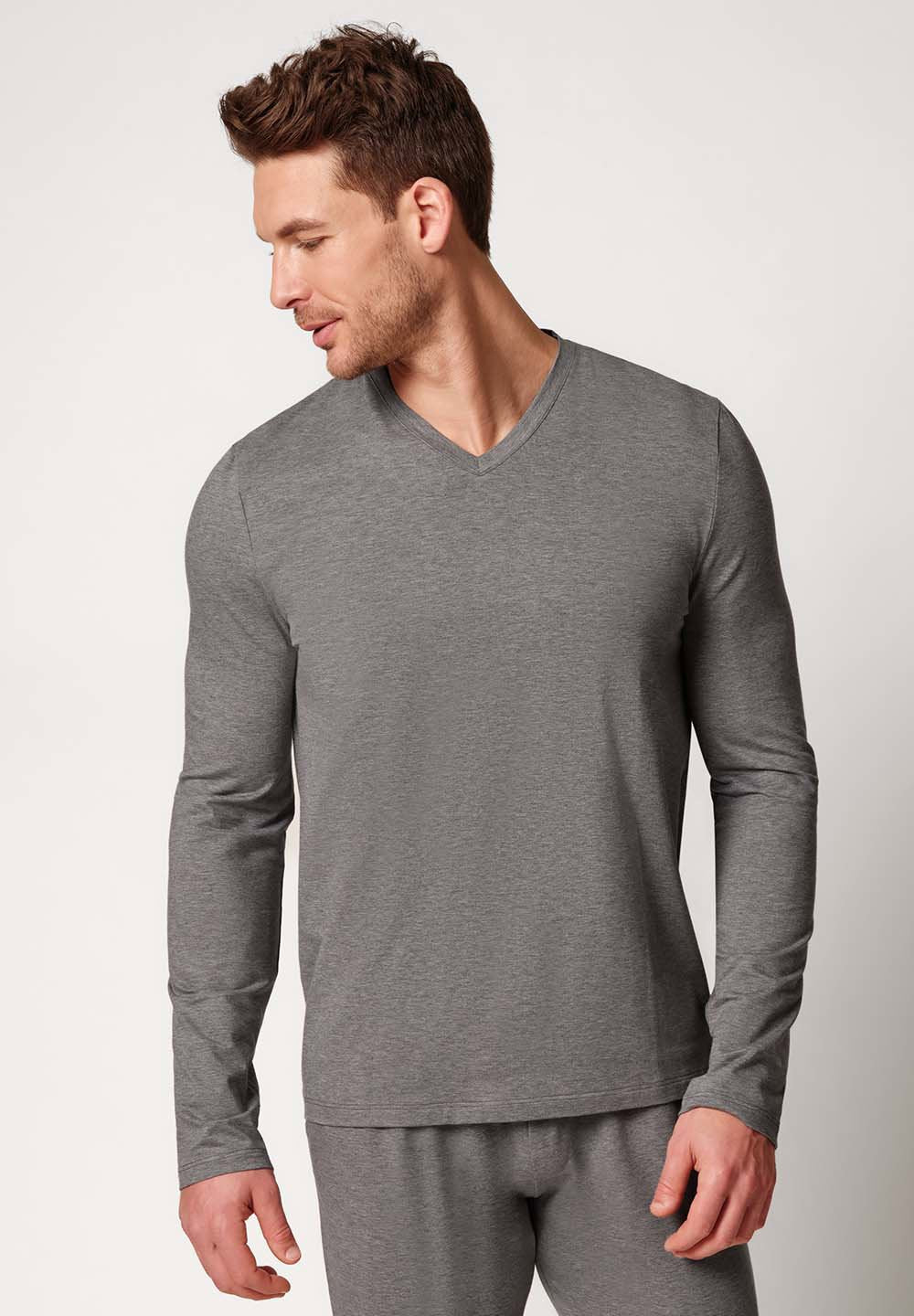 Comfort Sleep Shirt langarm grey melange 110128-01H429