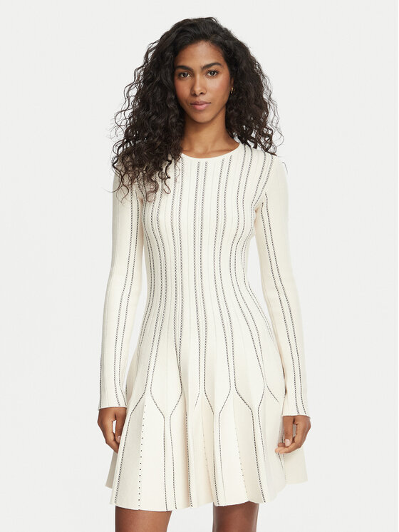 Elisabetta Franchi Strickkleid AM-39Q-67E2-V590 Creme Fitted Fit