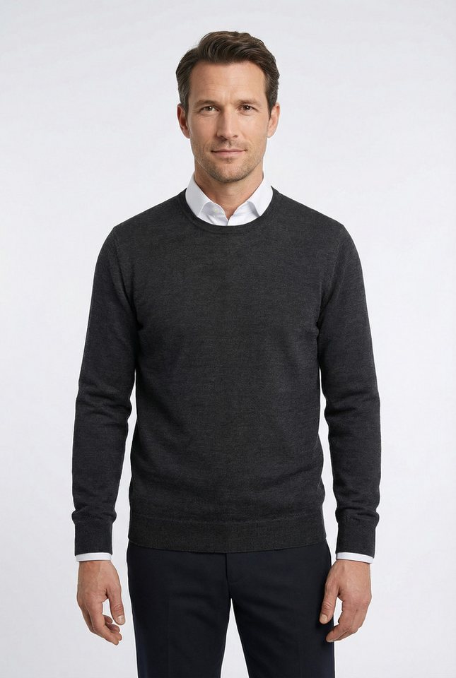 OLYMP Rundhalspullover OLYMP Strick Casual moderner Strickpullover aus reiner Wolle