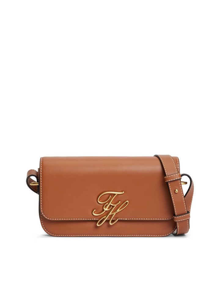 Tommy Hilfiger Umhängetasche TH SCRIPT FLAP CROSSOVER, Schultertasche, Handtasche, Mulitfach, Clutch mit Logo