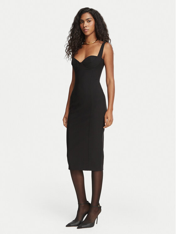 Elisabetta Franchi Coctailkleid AB-002-67E2-V470 Schwarz Fitted Fit