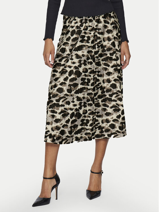 Vila Faltenrock Nitban Print 14068477 Beige Regular Fit