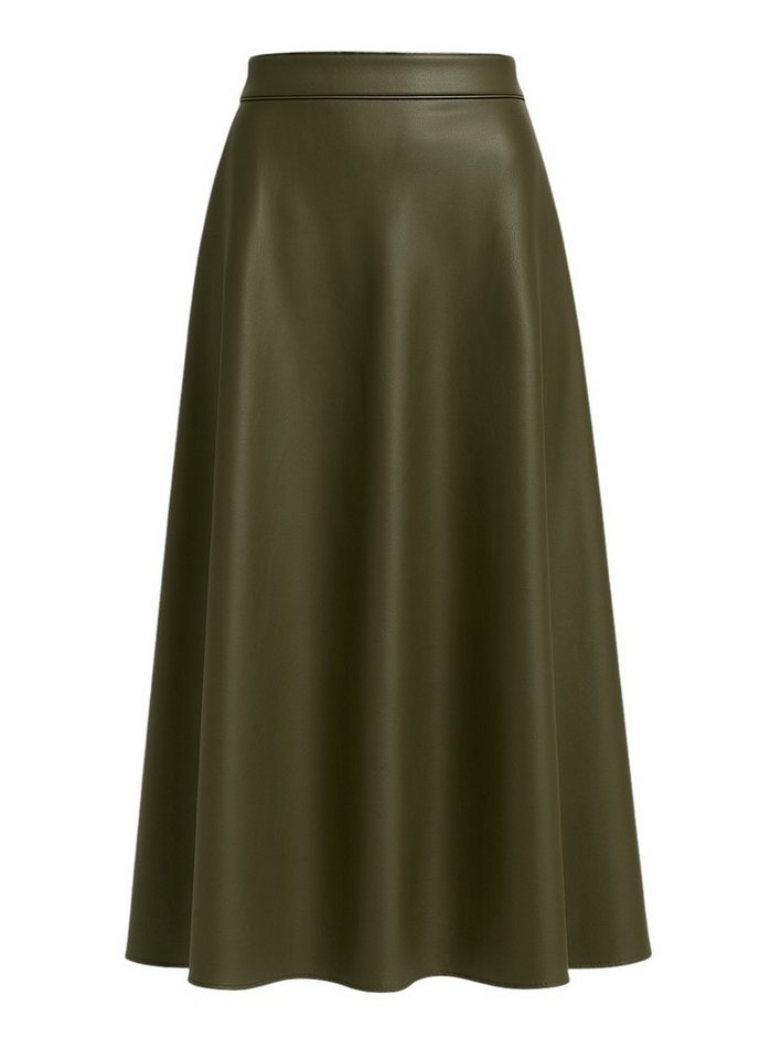 Mississhop Lederimitatrock Damen A-Linien langer Rock aus Kunstleder M.404