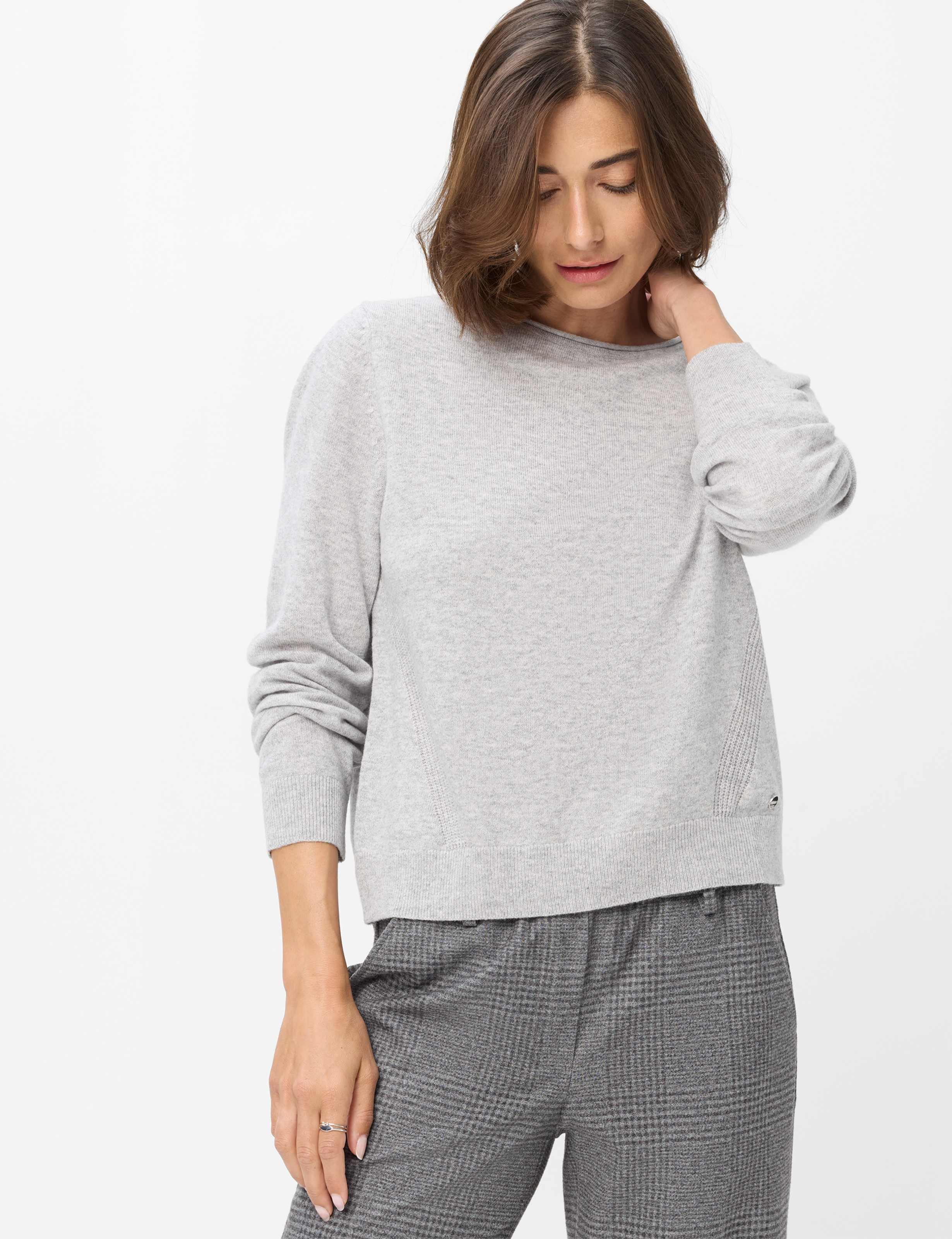 Brax Damen Pullover Style LISA cozy grey, hellgrau,