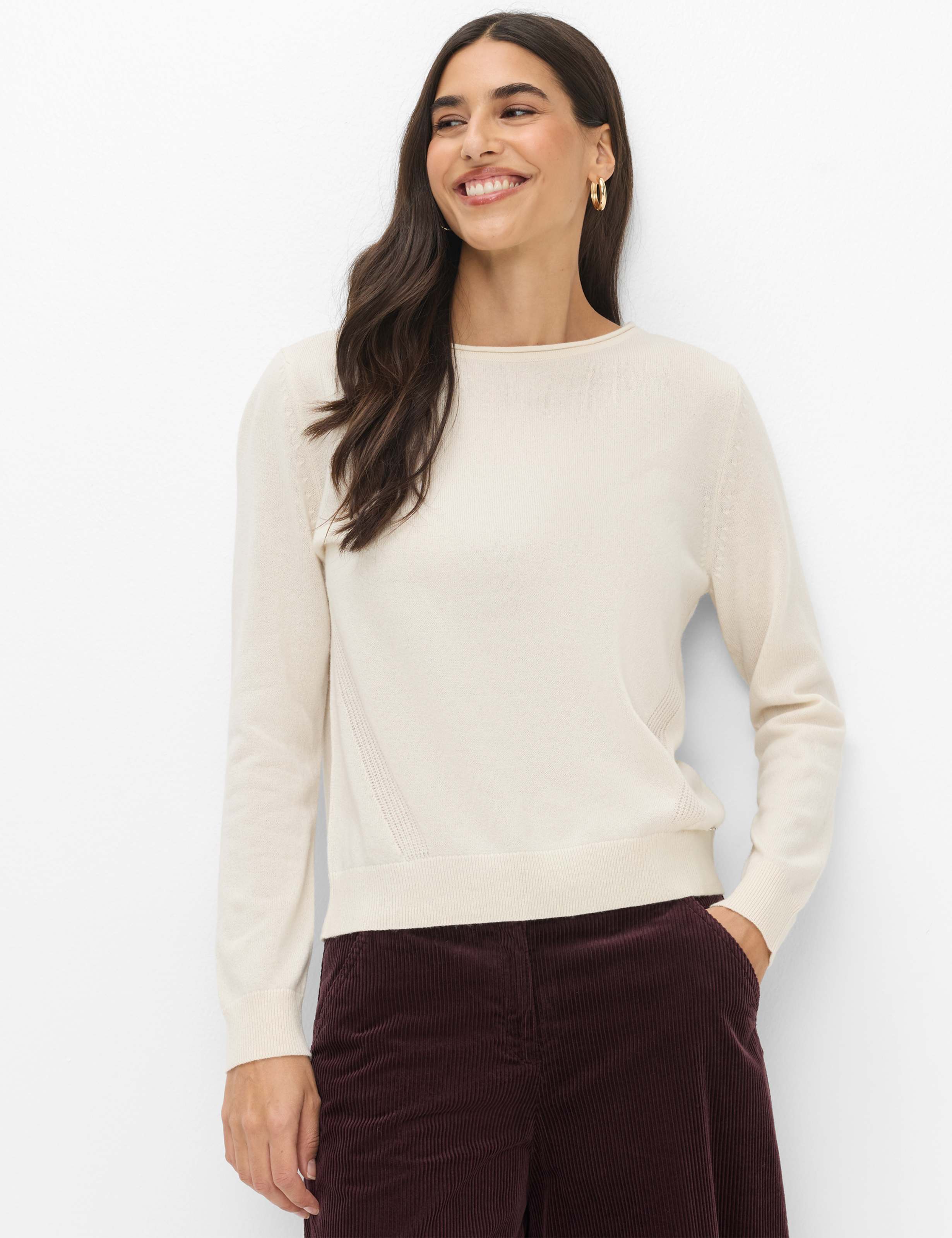 Brax Damen Pullover Style LISA dark ecru, Altweiß,
