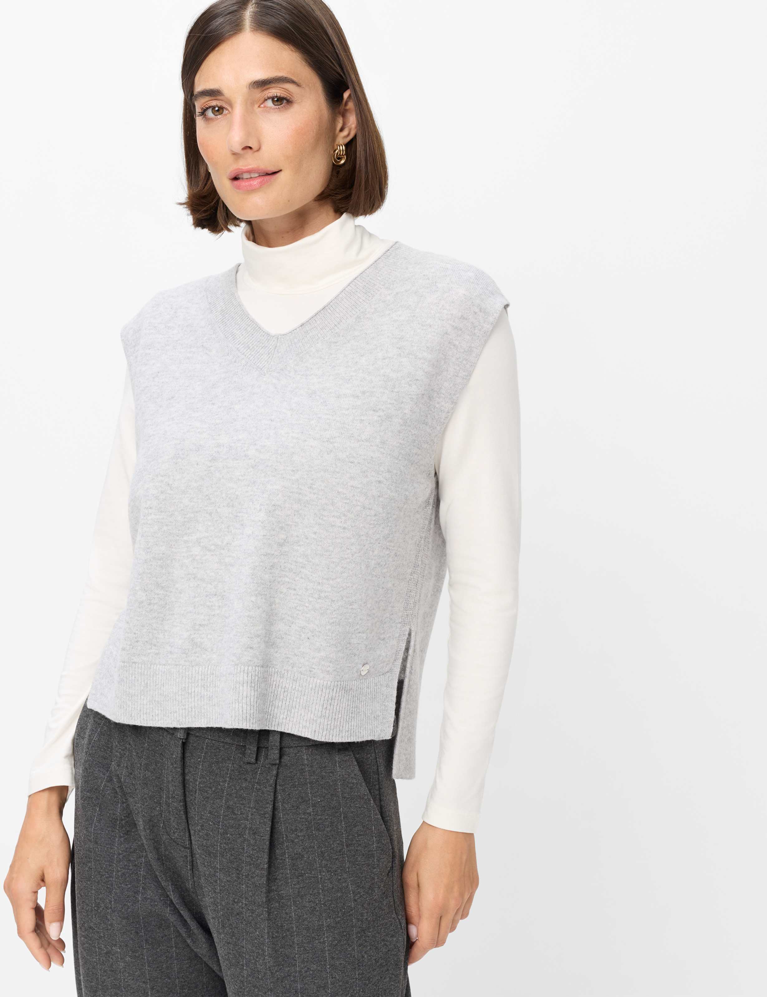 Brax Damen Strickpullover Style ELISA cozy grey, hellgrau,