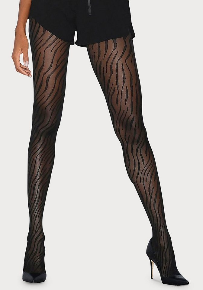 petite fleur gold Feinstrumpfhose Damenstrumpfhose gemustert mit verstärktem Höschenteil 20 DEN (Packung/38 bis 44/46) mit animal Print
