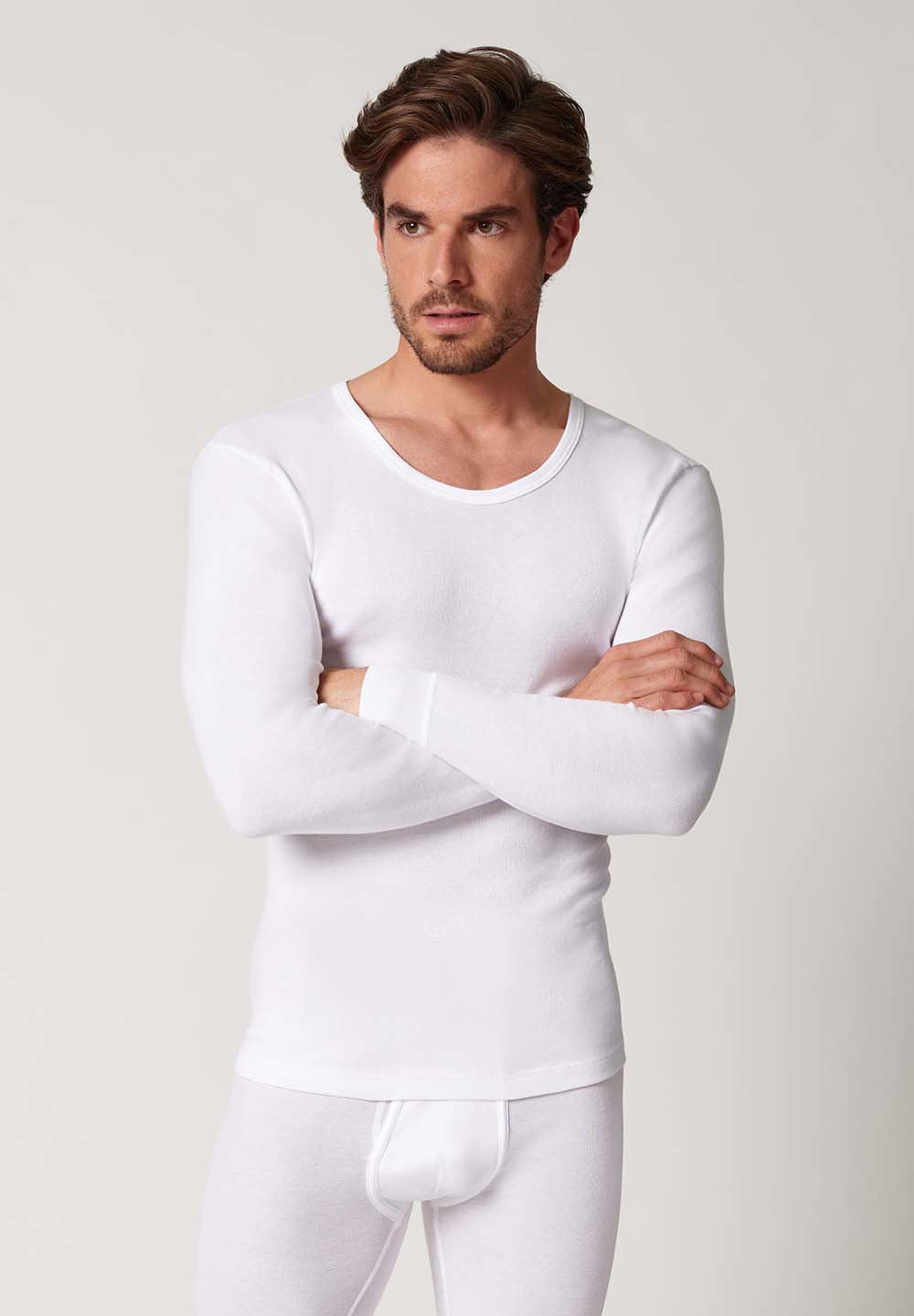 Cotton Fine Rib Shirt langarm white 112174-010500